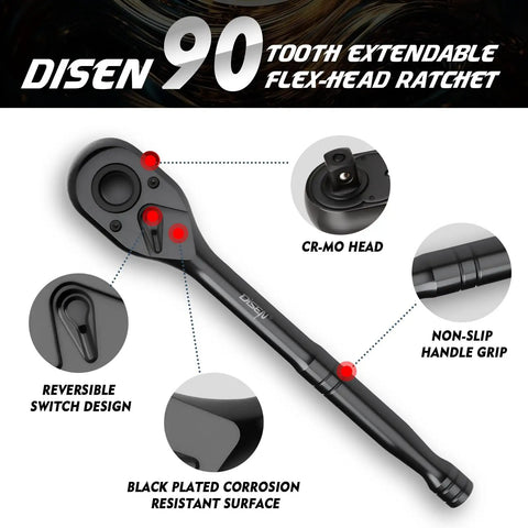 Heavy Duty Three Piece Ratchet Wrench Set Featuring Black Oxide Finish And Ergonomic Handles 1 4 3 8 And 1 2 Inch Drive Smooth Ninety Tooth Fast Swing Heads Garage Staple Built For Any Grease Monkey Job