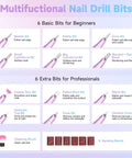Multifunctional Nail Drill Bits for Acrylic Shaping, featuring various bits for beginners and professionals.