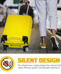 Yellow suitcase with 4 Pcs Universal Suitcase Wheel Replacement Set Heavy Duty Luggage Casters Quiet Dual Row Design on train platform
