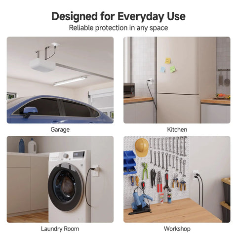 3 Pack Non Blocking 750 Joules Surge Protector With 500V Clamping Voltage, Single Outlet Wall Outlet used in garage, kitchen, laundry room, workshop
