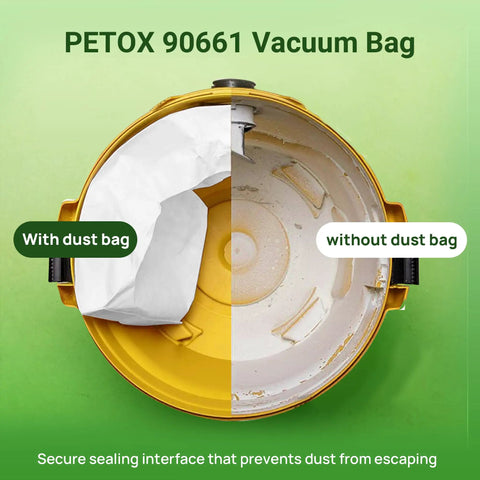 3 Pack Replacement Disposable Vacuum Bags For 5-8 Gallon Wet Dry Vacuums Type E And Type H showing dust control comparison