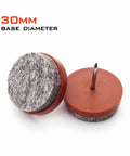 30mm Heavy Duty Chair Leg Floor Protectors with Brown Rubber and Soft Felt Cushions, Two Pads Displayed