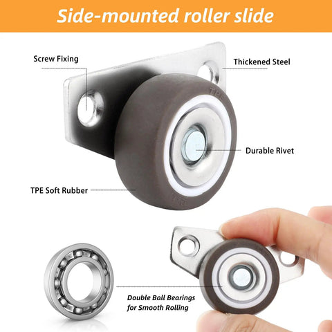 Rigid Side Mount Caster Wheels 1.25 Inch 4 Pack No Swivel With 8 Screws 35 Lb Capacity Per Caster Edge Mount detail view