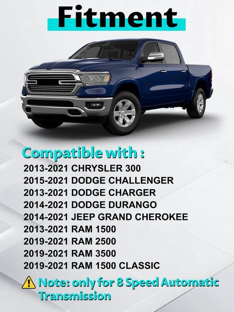 Transmission Oil Pan Filter And Gasket Kit image showing blue truck compatible with 8 Speed Automatic Transmissions