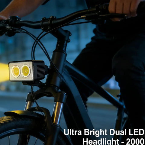 Front Light With Integrated Horn For E Bikes And Scooters, Waterproof 3 Pin Male Connector, mounted on bicycle