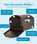 Centennial XL Post Mount Mailbox Rubbed Bronze Weather Tough As Nails Heavy Duty Outdoor Mailbox with open door view