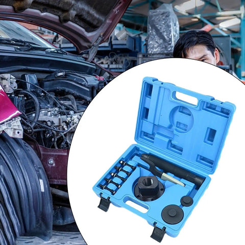 Pro Grade Wheel Bearing Tool Set With Remover And Extractor For Heavy Duty Bearing Separator And Puller Kit in open blue case