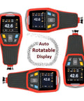 Must-Have Paint Thickness Gauge For Cars With Auto Rotating Display And Ferrous And Non Ferrous Substrate Recognition, 1250 Micron Range And 0.1 Micron Resolution, Zero And Two Point Calibration, Custom High Low Alarms handheld coating gauge, rotated views