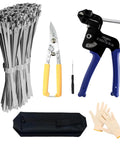 Heavy Duty Stainless Steel Cable Tie Gun Kit With 100 Self Locking Zip Ties, Metal Tie Wrap Gun, Adjustable Fastening Cutter