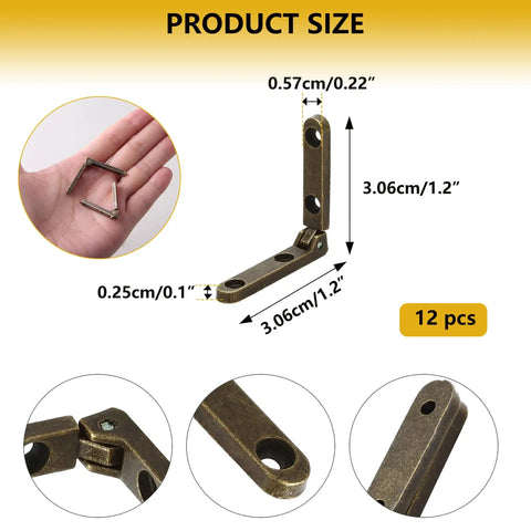 Mini Hidden Box Hinges Set For Jewelry Boxes And Small Chests 90 Degree Zinc Alloy Hardware With 12 Hinges And 48 Screws Bronze Finish