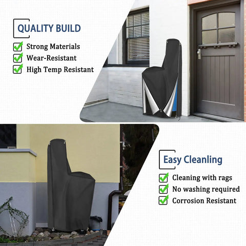 Water Softener Cover 420D Waterproof Oxford Cloth Outdoor All Weather Protection With Double Zip Closure Black on equipment
