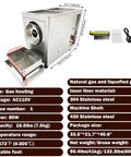 Heavy Duty Commercial Gas Coffee Roaster Featuring A Rock Solid Stainless Steel Drum And Full Automatic Controls for Beans Nuts Peanuts Seeds With No Sweat Operation And Straight Fire Results, featuring adjustable components.