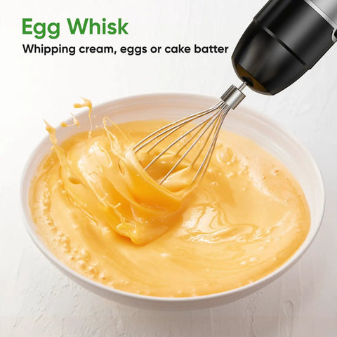 Powerful 1100W Immersion Hand Blender 3 In 1 Corded Stick With Trigger Speed Control Includes Whisk And Milk Frother Attachments The Ultimate Emulsifier For Soups Smoothies Purees And Sauces whisk attachment in bowl