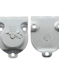 6 Pack Zinc Plated Wall Mount Pulleys, Fixed One And A Half Inch Cable Pulleys With 6 Screw Holes, Silver Small Pulleys, 421 Lbs Capacity, Fits Three Eighths Inch Wire Rope For Lifting, Built Tough, Easy Install, front and back views