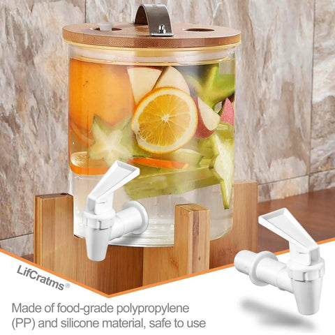Pick Up Two White Replacement Cooler Faucets With Lock Nuts And Washers Easy Swap Water Dispenser Tap displayed on a water dispenser.