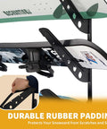 4 Board Snowboard Wall Rack Adjustable Storage for Ski Surfboard Wakeboard Wall Mount Display showing durable rubber padding and support.