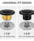 Fresh Matte Black Bathtub Drain Tub Trim Set With Universal Brass Adapter And Rock Solid Trip Lever Overflow Plate For Quick Swap and clean, showing universal fit designs.