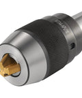 Heavy Duty APU16 MT4 Shank Drill Chuck With Beefy Titanium Jaws, Keyless Self Tightening, close-up of drill chuck