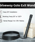 Universal Wired Driveway Vehicle Exit Sensor Wand For Automatic Gate Opener With 50ft Cable on display with features listed