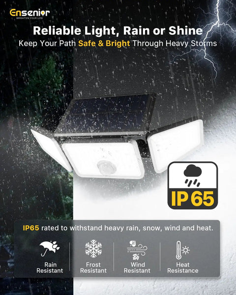 Slick Solar Motion Sensor Flood Lights Providing Outdoor Security With Remote Control And Four Lighting Modes Sensing Activity Up To Thirty Two Feet Away In Matte Black Housing So You Can Guard The Yard Without Breaking A Sweat