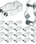 Rock Solid 3/4 Inch EMT Conduit Hangers 20 Pack With Bolts Zinc Plated Insulated Pipe Clamps shown from above with screws.