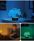Lit 3D Monster Truck Night Light For Kids With 16 Color Changing LEDs Car Shaped Acrylic Lamp For Desk Bedroom Decor