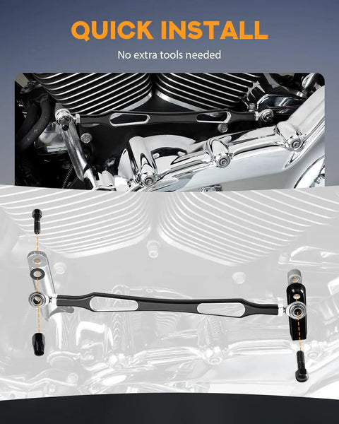 Shift Linkage Kit for Touring Motorcycles Including Softail Trike Road King Electra Street Glide 1986 to 2024 Black Style C Heavy Duty Shifter Linkage For Ride Ready Smooth Gear Shifts And Easy Install, black metal, quick install