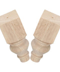 2 Pack Round Solid Wood Furniture Legs For Sofa And Kitchen Table Five Point Nine Inch French Style Replacement Feet Unfinished
