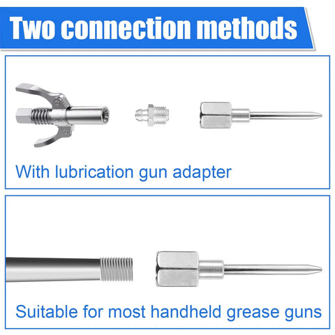 Lyreh 7-piece grease gun accessory kit with multiple nozzles and adapters (front view)