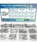 230Pcs Cotter Pins Set In 12 Sizes, 304 Stainless Steel Split Pin Fasteners Assortment Kit in labeled plastic case