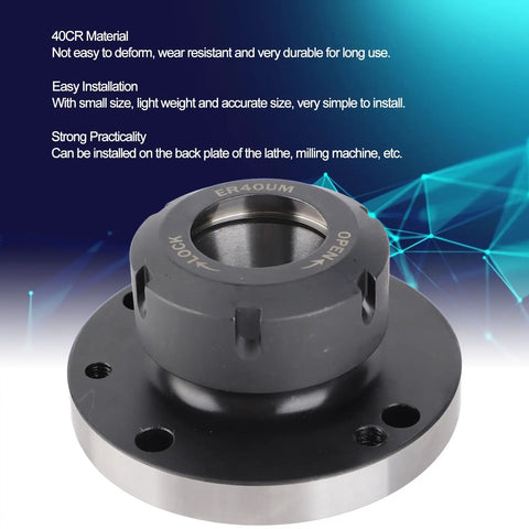 Get This Heavy Duty 40Cr Gavigain ER-40 Collet Chuck With Accurate Design For Lathe And Milling Machine Users. Close-up of collet chuck.