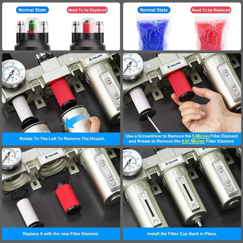 Industrial 4 Stage Air Drying System With 0 To 240 PSI Regulator And Half Inch NPT Ports, Dual Desiccant Dryer usage steps