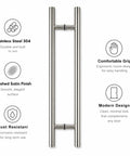 Heavy Duty Satin Round H Type Door Pull 60 Inch Length With 150 mm Bolt 304 Stainless Steel Indoor Outdoor Ready Premium Decorative Hardware For Modern Doors Easy Install Built To Last, back-to-back view