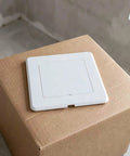 2 Pack Self Adhesive Access Panel For Drywall And Ceilings 4 X 4 Inch Inside Size on box, showing white ABS pipe hole cover.