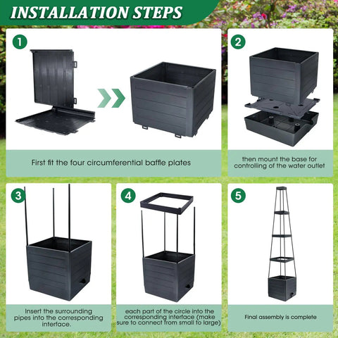 Installation steps for Two Pack Raised Garden Bed Planter Boxes With Trellis For A 57 Inch Self Watering Tomato Planter Box Set