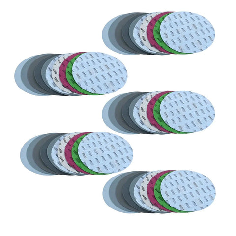 50 Pack Premium Round Wet Dry Sanding Discs Grit 1000 To 5000 For Auto Wood And Metal Polishing Hook Back Pad Tool Kit stacked discs.