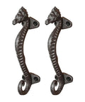 Two Pack Seahorse Cast Iron Door Handles Set, Heavy Duty Rustic Barn Cabinet Pulls For Farmhouse Drawers, Vintage Decorative Hardware