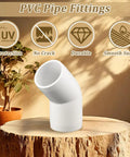 12 Pack 1 Inch PVC 45 Degree Elbow Fittings Furniture Grade UV Resistant displayed on wooden surface