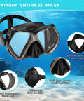Two Window Panorama Snorkel Mask For Adults With Dry Top Snorkel Tempered Glass Dive Mask Nose Cover Goggles Scuba Gear