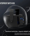 Built Tough 2 Gang Rocker Switch Panel With Waterproof LED Indicators And Dual PD Type C QC 3.0 USB Charging Ports Night Glow Labels For Marine Truck RV And Custom Offroad Builds, showing aluminum switch box and waterproof design.