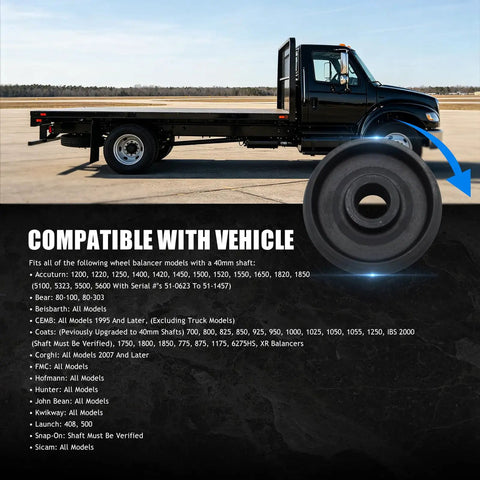 Heavy Duty 40Mm Wheel Balancer Centering Cone With Dual Collet Hub Centric Adapter For Light Trucks And Suvs on a vehicle compatible display.