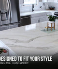 One Gallon Epoxy Resin Kit For Countertops And Bar Tops Delivers A Hella Glossy Shine on sleek marble countertop in modern kitchen.