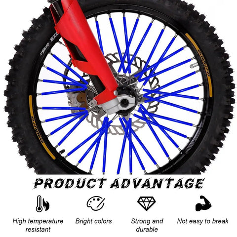 Dark blue spoke covers for dirt bikes motorcycle spoke skins wheel wraps for 8 to 21 inch rims dustproof rim decoration