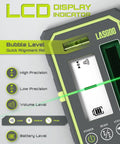 Laser Detector for Line Lasers With Pulse Mode, Dual LCD Display, Backlit Readout, 164 Ft Range, Adjustable Speaker, Bubble Level, Clamp Included on receiver