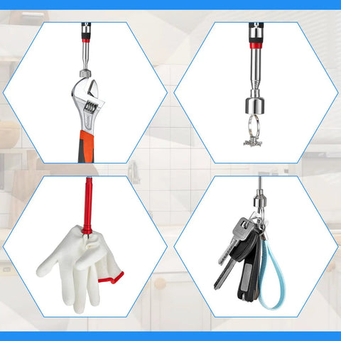7 Piece Telescoping Magnetic Pickup Tool Set With 28 Inch Claw Grabber And Bendable Magnets, Includes 4 Finger Claw Tool And 21.6 Inch Extendable Magnetic Tools For Grabbing Lost Parts, Screws, Nails, And Tiny Gear
