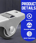 Set Of Four 1 Inch Caster Wheels With Metal Tops And TPE Rubber Low Profile Fixed Casters For Furniture Cabinets Drawers And Beds Quiet Smooth Rollers For Easy Under Furniture Mobility And Silent Floor Glide No Fuss, close-up of one caster wheel with steel top and rubber wheel.