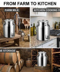 Heavy Duty 1.3 Gallon To 26.4 Gallon Stainless Steel Milk Can With Black Spigot For Fresh Liquid Storage And Dispensing Without Dents Or Deformation in various uses.