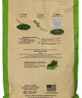Back view of Bio Turf Lawn Food 8 3 5 All Natural Organic Fertilizer For Grass Lawn Landscape And Ornamentals OMRI Listed bag