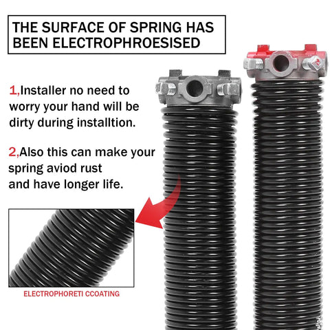 Beefy Heavy Duty Garage Door Torsion Springs 2 Inch Pair With Winding Bars And Anti Slip Gloves, Electrophoretic Coated Steel Coils