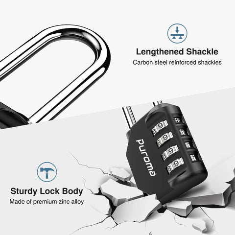 Two Pack 2.6 Inch Long Shackle 4 Digit Outdoor Waterproof Padlock with Reinforced Carbon Steel Shackle